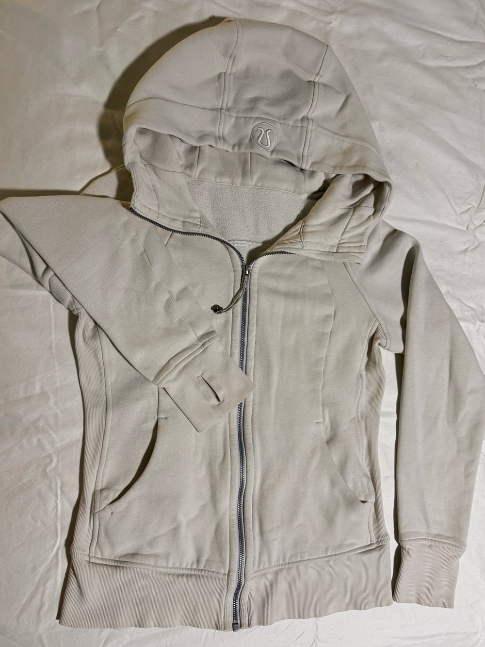 Scuba Full-Zip Hoodie - Bone, Women’s size 6